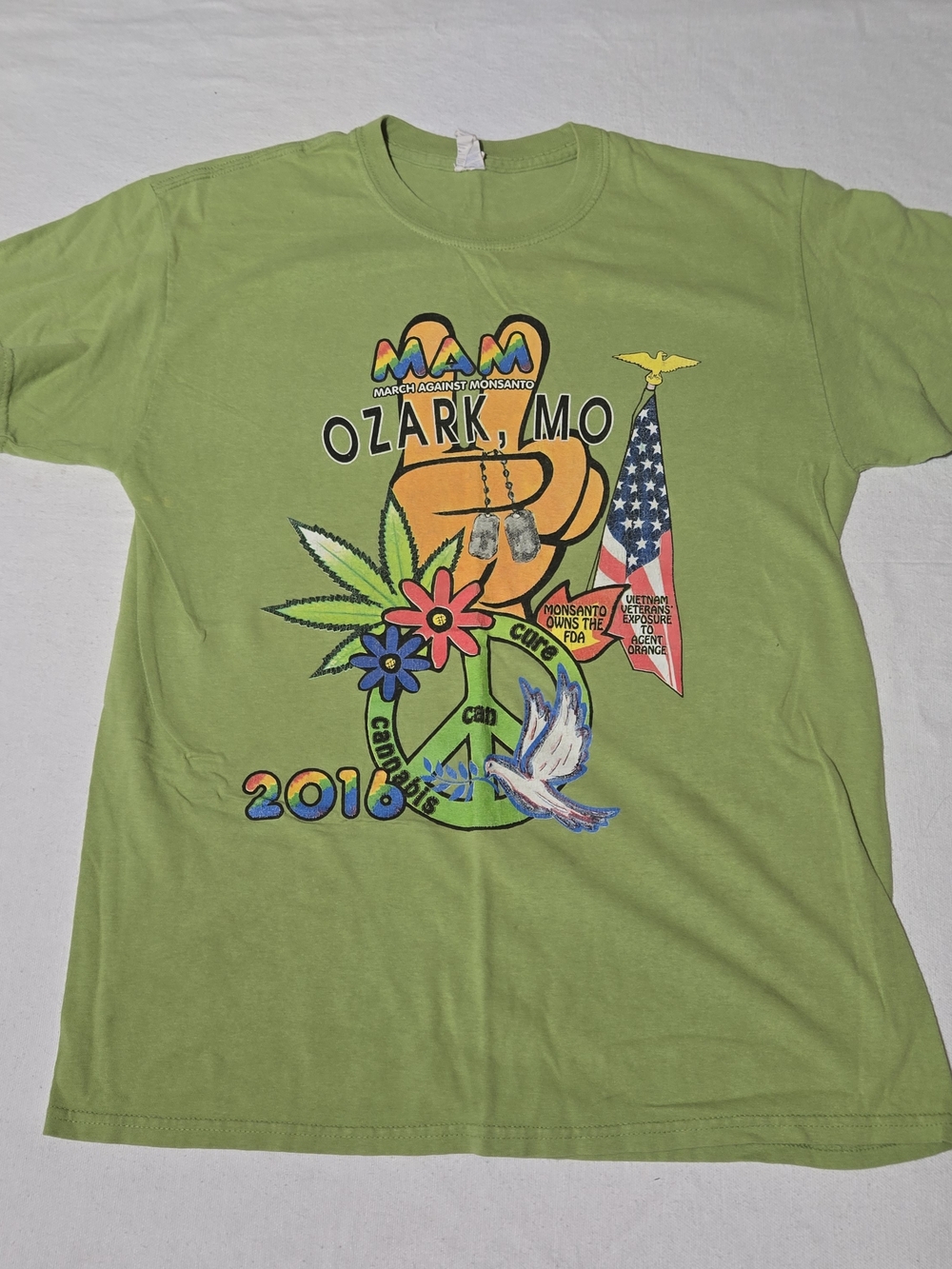 Vintage Green Festival Ozark, MO Graphic Tee with Rainbow Print